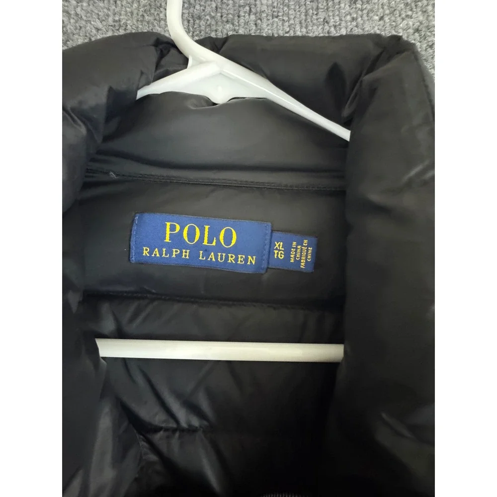POLO RALPH LAUREN Mens Puffer Vest Black Full Zip‎ Logo Embroidered XL